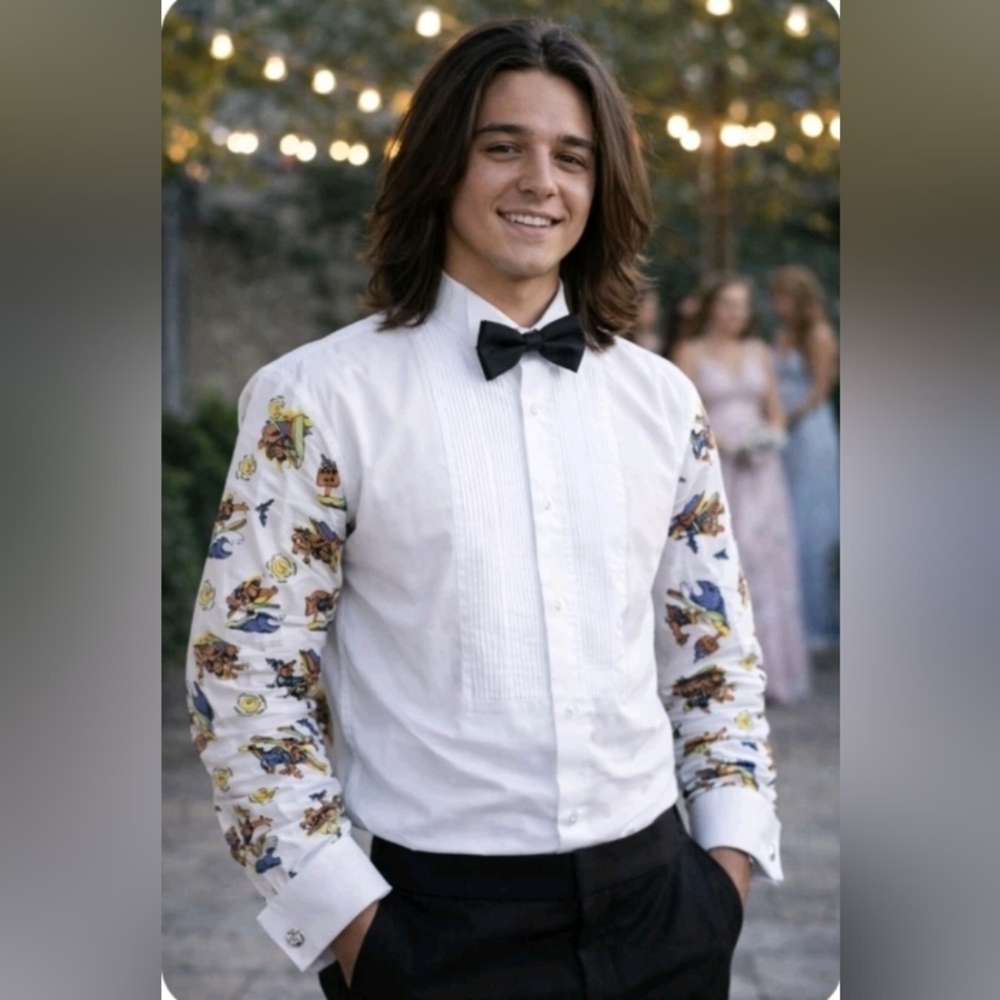 WEDDING / PROM Surfer Print Tuxedo Shirt Made In England RARE!